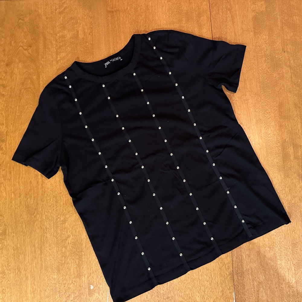 Zara metallic studs t-shirt